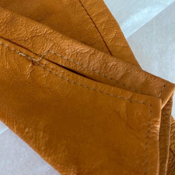 VINTAGE 80s S pleated leather carrot pants camel tan Made in France lined MINT - Picture 6 of 16